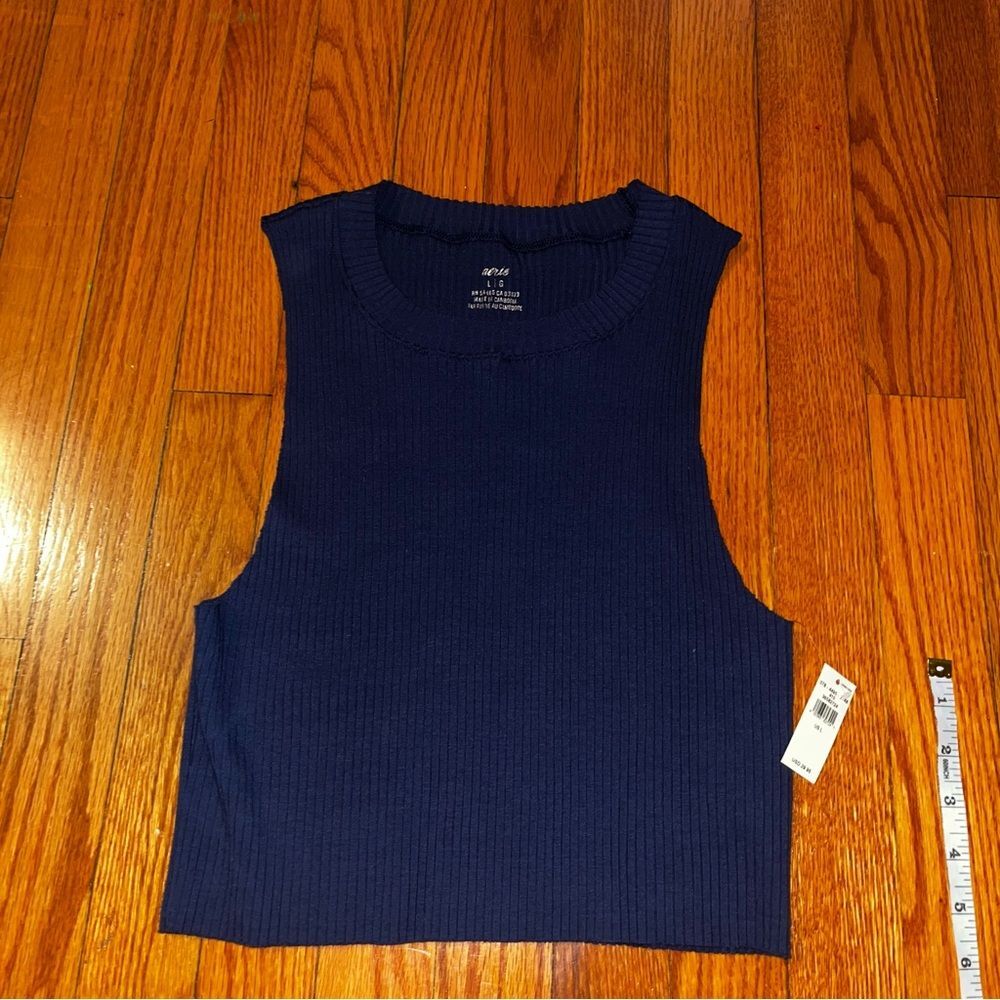 Aerie navy ribbed tank size large